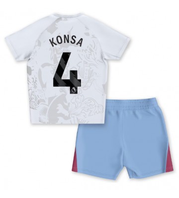 Aston Villa Ezri Konsa #4 Segunda Equipación Niños 2023-24 Manga Corta (+ Pantalones cortos)